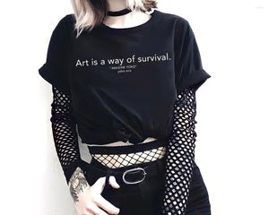 T-shirt da donna Skuggnas Arrivo L'arte è un modo di sopravvivenza T-shirt Tumblr Hipster Harajuku Grunge Tees Slogan Graphic Fashion Tops
