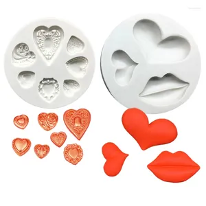 Moldes de cozimento Lip Heart Shapes Molde de Silicone Sugarcraft Biscoito Cupcake Chocolate Fondant Ferramentas de Decoração de Bolo