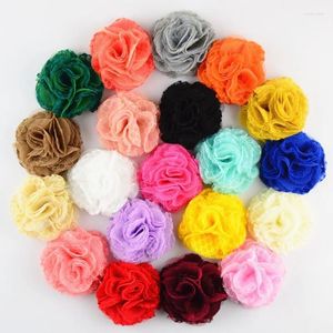 Accessori per capelli 50 pz/lotto 20 Colori U Scegli 2.8 Pollici Chiffon Mesh Lace Rose Fiori DIY Crafting Applique Forniture