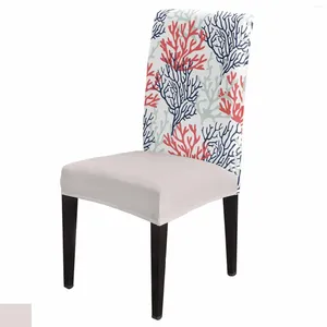 Чехлы на стулья, летний набор чехлов кораллового цвета с морской жизнью, эластичный чехол для сиденья из спандекса, домашняя столовая