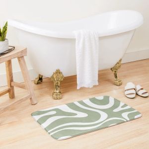 Tappetini retrò moderno liquido turbinio modello astratto quadrato in verde salvia e bianco tappetino da bagno tappetino da bagno assorbente tappeti da bagno ad asciugatura rapida