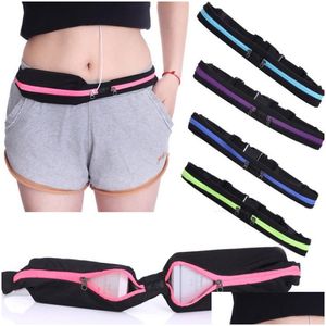 Outdoor Bags Wholesale- Running Travel Waist Pocket Jogging Sports Portable Waterproof Cycling Bum Bag Phone Anti-Theft Pack Belt Spor Dhqmt