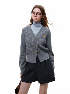 FSLE FILABLE COLLEGE STYLE BRODERAD KNITT KARDIGAN FÖR KVINNOR 2023 VINTER CHIC DESIGN V-HECK CABLE SWEATER KVINNA H4WW#