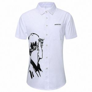 2022 Homens Fi Casual Manga Curta Camisa Sólida Super Slim Masculino Social Busin Dr Camisa Marca Homens Fitn Roupas Esportivas A9Cj #