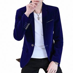 Coo 2024 Новый мужской костюм Slim-Fit Pleuche N-Iring One Butt Костюм Молодежный повседневный однотонный однотонный пиджак X7ic #