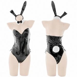 Sexig underkläder cosplay kanin kostym pu läder bodysuit mai sakurajima kanin kostym kawaii öron 8 st anime piga outfit för kvinnor k3uj#