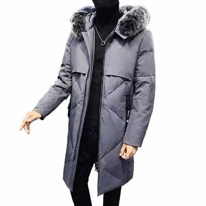 Winter Coat Down Jacket Men Warm Parkas Streetwear Hooded Coats Slim Male Jackets Windproof Padded Overcoat Male LG Outwear W7XN#