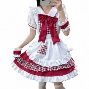 Plus Size Plaid Maid Cosplay Kostüme Frauen Anime Halen Apr Maid Outfits Lolita Schulmädchen Kawaii Party Kleidung 2024 Neue e2ja #