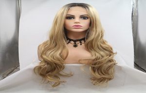 Aohai peruca dianteira de renda natural com ombre loira fibra resistente ao calor de extremidade completa 24 polegadas de comprimento barato pequeno laço de cabelo sintético replac3570484