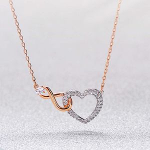 Swarovskis smycken halsband yuan mall rosguld evig kärlek halsband kvinnlig svälja element kristall hjärtformad krage kedja