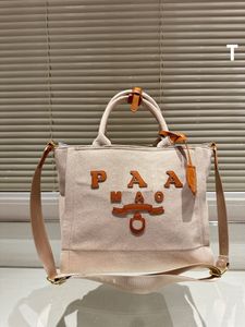 Designer Bag Handbag Summer Beach Handbag P Letter Shoulder Bag Flash Office Bag High Quality Classic Women's Canvas Bag with Button Retro Women's Luxury BagBag