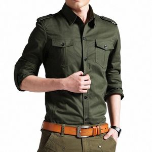 mens Military Shirts 2020 Autumn Lg Sleeve Casual Shirts Camisas Slim Solid Male Cott Shirts Chemise Homme Plus Size 4XL 50 888Z#