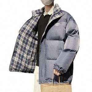 fleece förtjockar brev grafiska män vinterrock stativ krage överdimensionerad parkas koreansk stil manlig vadderad kappa varma jackor m-2xl försäljning l5uo#