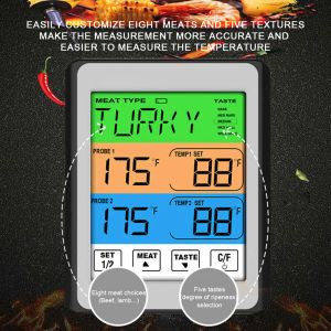 Indicatori CH212 Termometro digitale da forno Carne Cucina BBQ Cottura cibo Tester temperatura Funzione timer con sonda in acciaio inossidabile