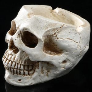 Esculturas cabeça de esqueleto cinzeiro decoração para casa crânio fantasma mal esqueleto cabeça resina estatueta dia das bruxas