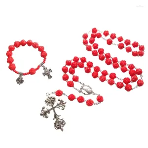 Colares de pingente elegante frisado rosário colar pulseira colar/pulseira adequado para ocasião religiosa