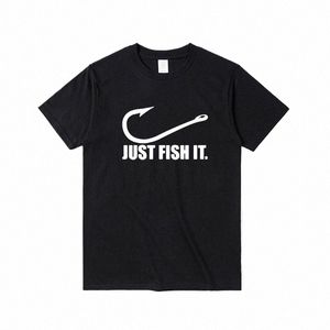 Забавная спортивная футболка Love Fishing для мужчин и женщин Just Fish It Забавная футболка с короткими рукавами в стиле хип-хоп с круглым вырезом Футболка большого размера U5Q2 #
