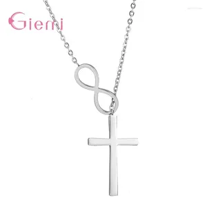 Anhänger Mode 925 Sterling Silber Unendlichkeit Kreuz Anhänger Halsketten Für Frauen Schlüsselbein Kette Choker Halskette Schmuck Liefert