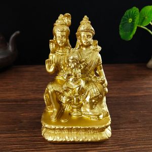 Esculturas Estátua de Shiva Dourada Senhor Hindu Ganesha Vishnu Estátua de Buda Estatueta Decoração de Escritório em Casa Índia Religião Artesanato de Feng Shui