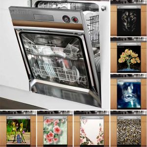 Stickers Kitchen Decor Internal Structure Dishwasher Sticker Plate Cup Wash Wall Sticker Adhesive Removable Cabinet Door Decals DIY Home