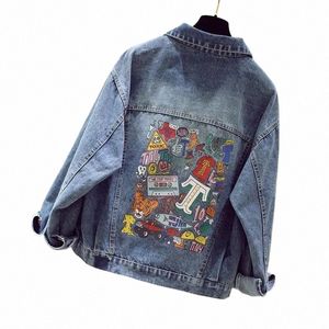 2023 Spring Autumn New Vintage Denim Jacket Women's Street Fi Korean Loose LG Sleeved Jeans Coat Short Women's Casual Top T5nd#