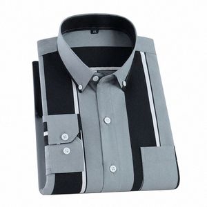 Męskie paski Dr koszulki Slim Fit Fi Korean Camicia Male Social Plaid Shirt LG Sleeve Busin Office Casual Man Shirt M5QY#