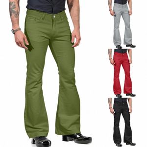Manlig FI Casual Solid Color Pocket Suit Pant Bell Botts Casual Pants Plysch House Y5ZO#