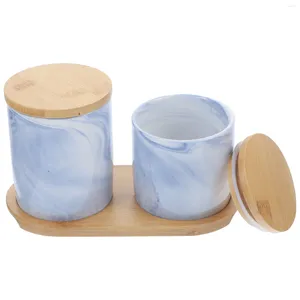 Storage Bottles Ceramic Airtight Jar Loose Tea Holder Container For Dog Food Kitchen Can Bamboo Home Supplies Tin Candy Utensil Decor