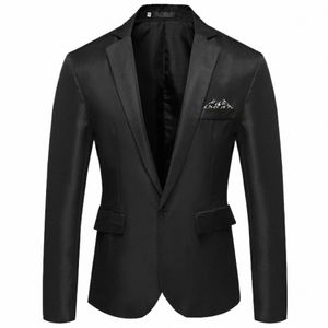 بدلة الرجال معطف عارض Busin الزفاف LG Sleve Slim Fit Suit صف واحد بعقب بعقب الحزب معطف المكتب السترة O60A#