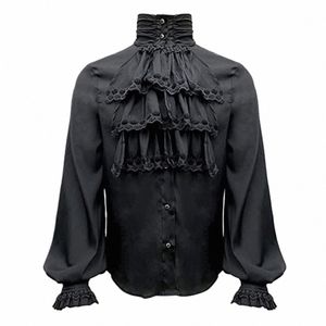 MEDIEVAL MÄNS TRASTER RENAISSANCE VINTAGE BANDAGE VICTORIAN RUFFLES GOTHIC MANA BLOUSE TOPS GROOM COSULAT COSPLAY COSTUME 2023 E30L#