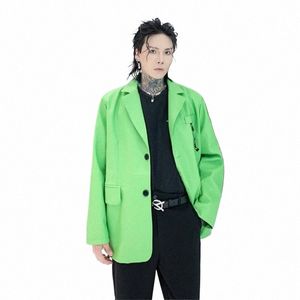 autumn Winter Fi Green Blazer Men Party Wedding Loose Suit Jackets Costume Homme r0Tl#