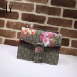Designer Luxury Women 421970 Rose Red Flower G Blooms Coated Canvas Small Shoulder Bag 7A Best Quality