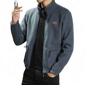 herrjacka tröja över våren och hösten lös plus veet tjock cardigan stor storlek blixtlås fleece herrkläder a57b#