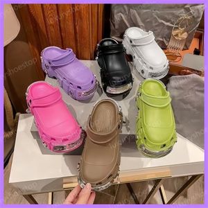 Designer Women's Thick Sole Slippers High Version Paris Street Style Thick-Soled Hole Shoes Men Women Lovers Baotou Thick-Soled Slippers Summer Outside Wear Hole Shoe