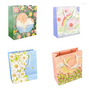 Gift Wrap Oil Painting Children's Bag Box Paper Portable Birthday Souvenir