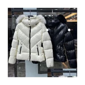 Womens Down Parkas 2023 Luxo Esigner Jaqueta Bordado Emblema Casaco de Inverno Celac Fur Collar Casacos Gota Entrega Vestuário Roupas Oute Otdcq