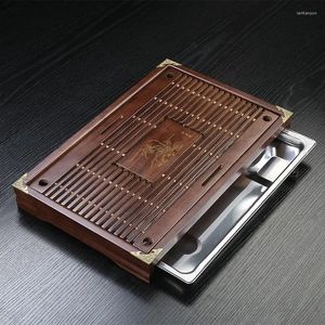 차 트레이 단단한 나무 트레이 배수 물 저장 세트 서랍 보드 테이블 중국식 도구