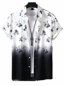 Гавайская рубашка, летние футболки большого размера, рубашка с цветочным узором для мужчин и женщин, пляжные рубашки, рубашка с коротким рукавом, футболка, уличная одежда, топ 44Nn #