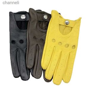 Tactical Gloves Sheepskin Mens Retro Motorcycle Thin Sports Cycling Riding Moto Leather YQ240328