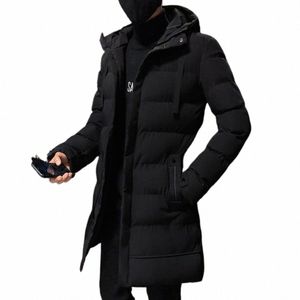Jesienna/zimowa kurtka męska Cotw Cotel Ubrania z kapturem rękaw LG sznurka średniej długości płaszcz Parka Parkana Men Trench Coa D1kx#