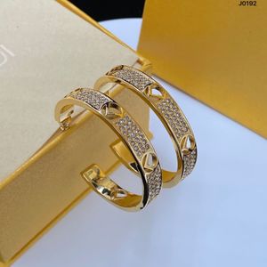 Hoop earrings with letter F diamonds Gold and Silver for lady Women Party Wedding Lovers gift engagement Jewelry Bride281J