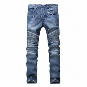 trade Classic Retro Jeans Men Straight Slim Zipper Decorati Light Fold Skinny Denim Pants Fi Stretch Hip Hop Jogger Jeans 72ye#