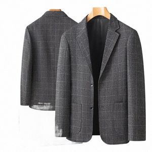 2024 High-quality Fi Handsome Banquet Busin New Old Casual Loose Suit Men Middle-aged Suit Dad Thin Coat POLYESTER 02yP#