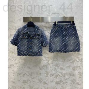 Duas peças vestido designer 23ss mulheres roupas saia conjunto jacquard denim jaqueta de manga curta uma palavra define qualidade a1 8l9g