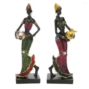 Figurine decorative Artigianato Costumi etnici Design artistico vintage Facile da usare Signora tribale Ornamento da tavolo Artigianato in resina Statua africana