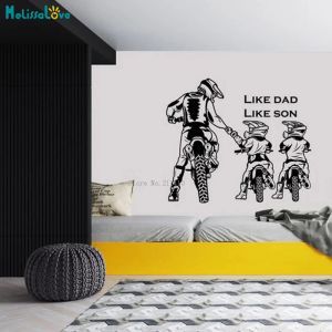 Stickers The Cozy Scene of Father and Son Walking Together Motocross Wall Decal Speed Contest Decor Motorcycle Sticker Removable YT6480