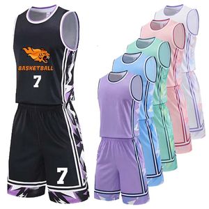 MenKids Basketball Match Training Jersey Sets Custom Sleeveless Breathable Quickdry Season Shirt Shorts Sports Clothes 240318