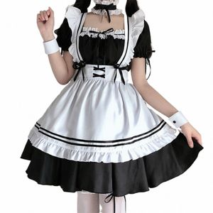 黒いかわいいロリータメイドコスチュームセクシーな素敵な女の子の女性コスプレコスチュームフランス語aprユニフォーム日本のアニメ衣装博士服＃＃