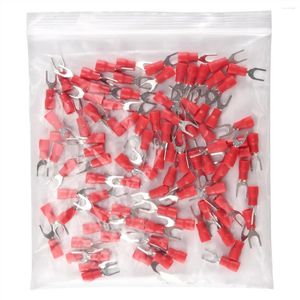 Colheres 100 Pcs 4mm Garfo AWG 22-16 Pré Isolado Terminal Cabo Lug