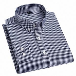 new in shirt hight-qulity100%Cott lg-sleeve shirts for men slim fit casual soft plaid tops sligle pocket houndstooth clothes a4lD#